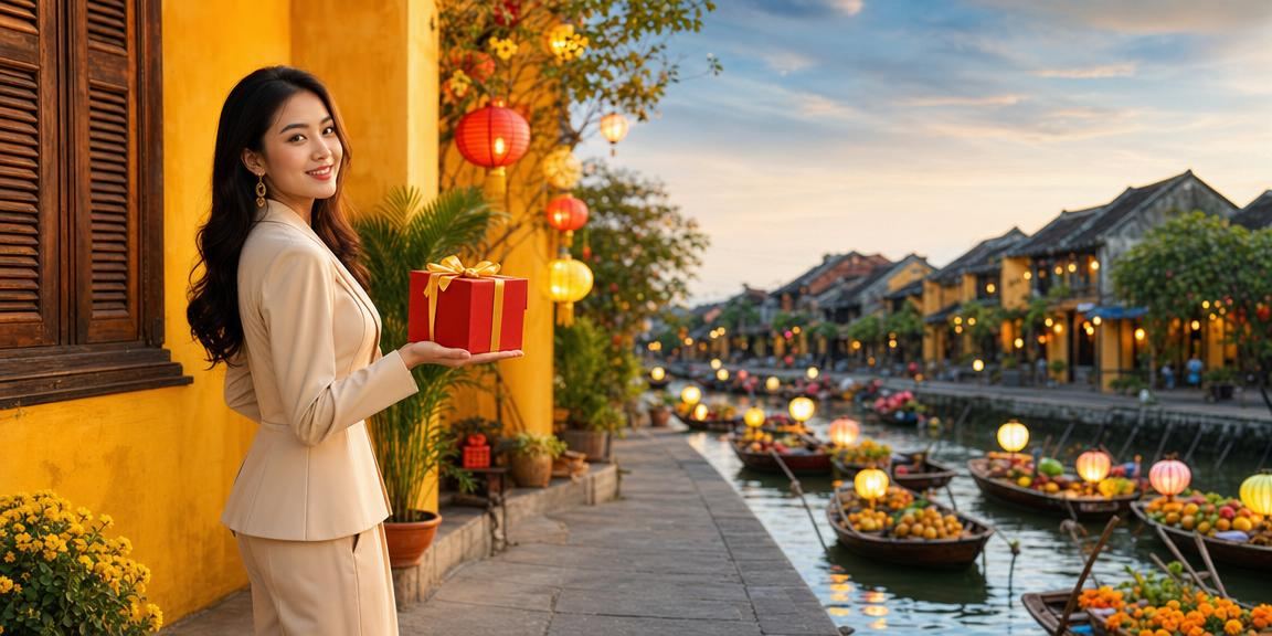 Người dùng xem kết quả xổ số tại lễ hội phố cổ Hội An về đêm